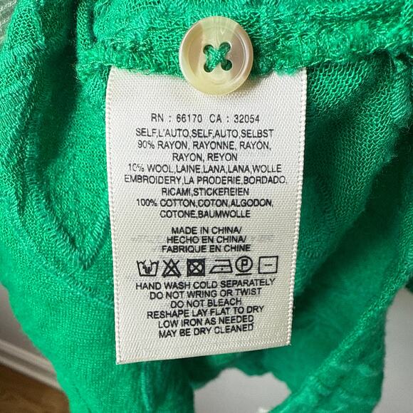 Anthropologie Akemi + Kin Abacos Green Eyelet Tunic Blouse Top Medium OB762780 - Picture 9 of 10